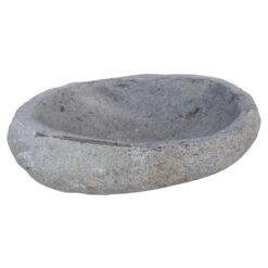 Vogeltränke 'Fluss-Stein', Grau, Naturstein, 6 X 20 X 20 Cm