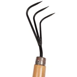 Kölle Grubber, Handgeschmiedet, Kohlenstoffstahl, Stiel 50 Cm, Buche -Pflanzen Geschäft 0920101096 Koelle Grubber schwarz lackiert 3 Zinken lack Buchen Knopfstiel 2 86384