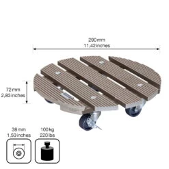 Multi Roller WPC, Tragkraft 100 Kg, Taupe, Ca. 7 X 29 X 29 Cm -Pflanzen Geschäft 0920600507 multi roller wpc taupe 4 116694