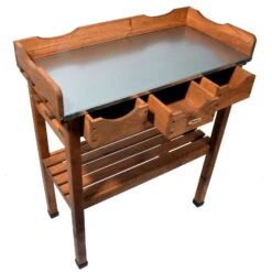Pflanztisch, Natur, Kiefernholz, 78 X 38 X H91 Cm -Pflanzen Geschäft 0940700263 Pflanztisch mit Schubladen 5 118914