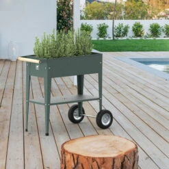 Hochbeet Urban Garden Trolley, Grün, 75 X 35 X 80 Cm -Pflanzen Geschäft 0980250161 Urban Garden Trolley auf Raedern Oak Green 6 108098