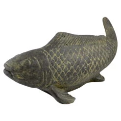 Fisch Geschnitzt, Grau, Gefärbt, Steinguss, 16 X 40 X 13 Cm -Pflanzen Geschäft 0980305689 Fisch 40cm Stein geschnitzt 4 100485