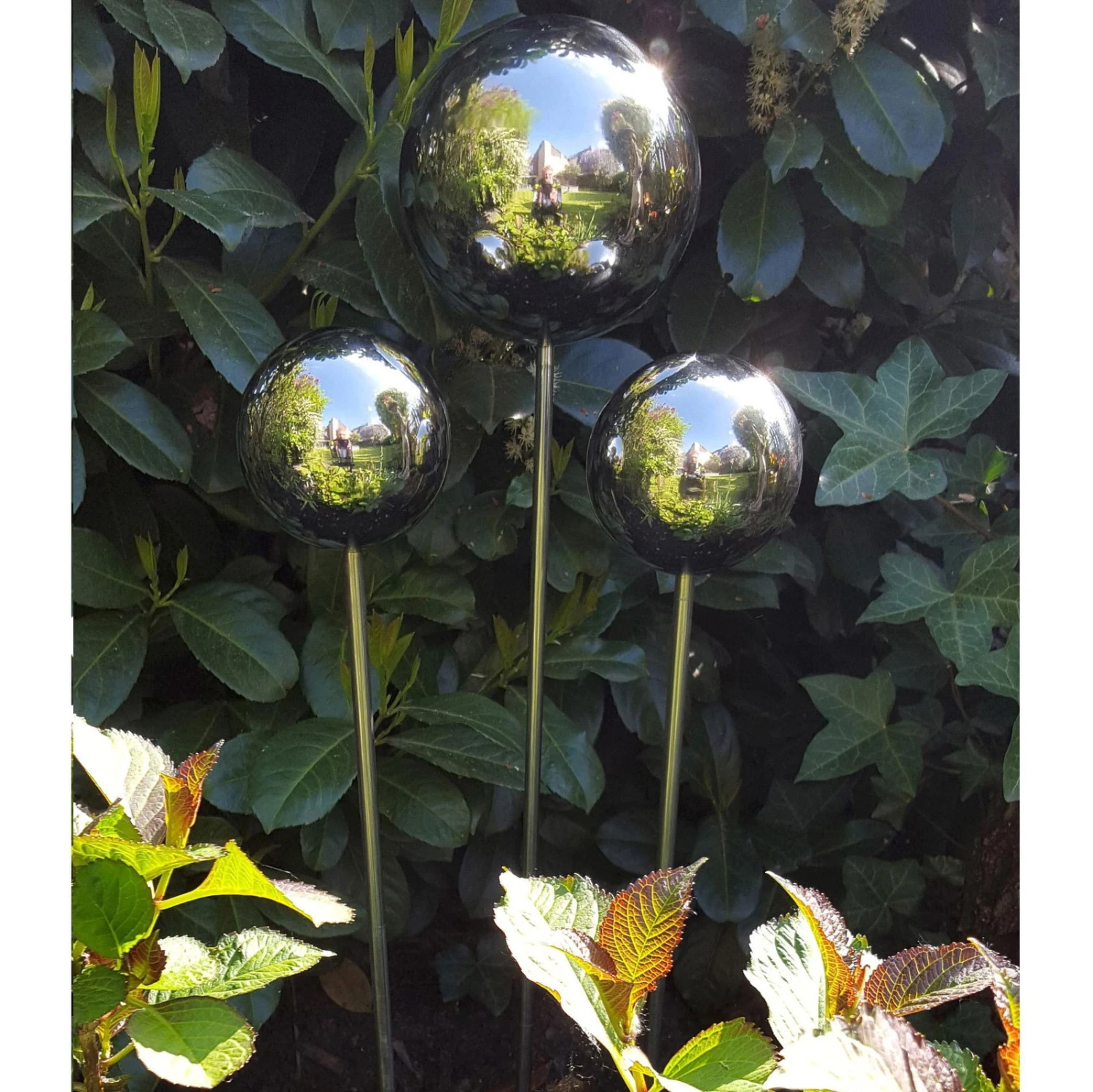 Beetstecker Rosenkugel, 15 Cm, Edelstahl / Poliert, Rosenstab 80 Cm 3 Beetstecker Rosenkugel, 15 Cm, Edelstahl / Poliert, Rosenstab 80 Cm