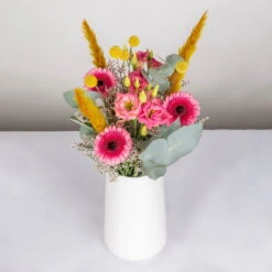 Gemischter Blumenbund 'Glücksrausch' Inkl. Gratis Grußkarte -Pflanzen Geschäft 1025700004 DIY Mixbund Gluecksrausch Gerbera Lisi Euka Statice Crasp Fluffy 2 94528