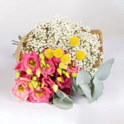 Gemischter Blumenbund 'Farbenspiel' Inkl. Gratis Grußkarte -Pflanzen Geschäft 1025700009 DIY Mixbund Farbenspiel Lisianthus Gypso Euka Craspedia 1 94533