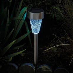 Mosaic Solarpfahlleuchte, Edelstahl / Glas, Silber / Bunt, 36 X 7,5 Cm, 6er Pack -Pflanzen Geschäft 2950100372 Solarpfahlleuchte Mosaic Stimmung blau 61370