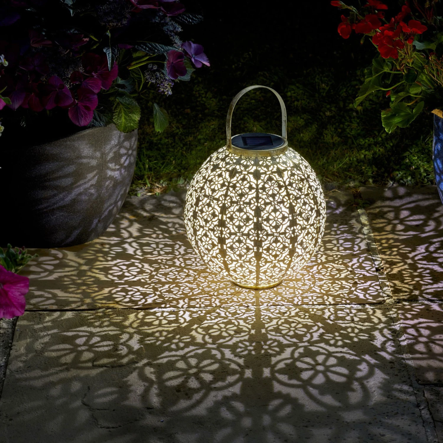 Solarlaterne Damast, Creme, 23,5 X 22,5 Cm 3 Solarlaterne Damast, Creme, 23,5 X 22,5 Cm