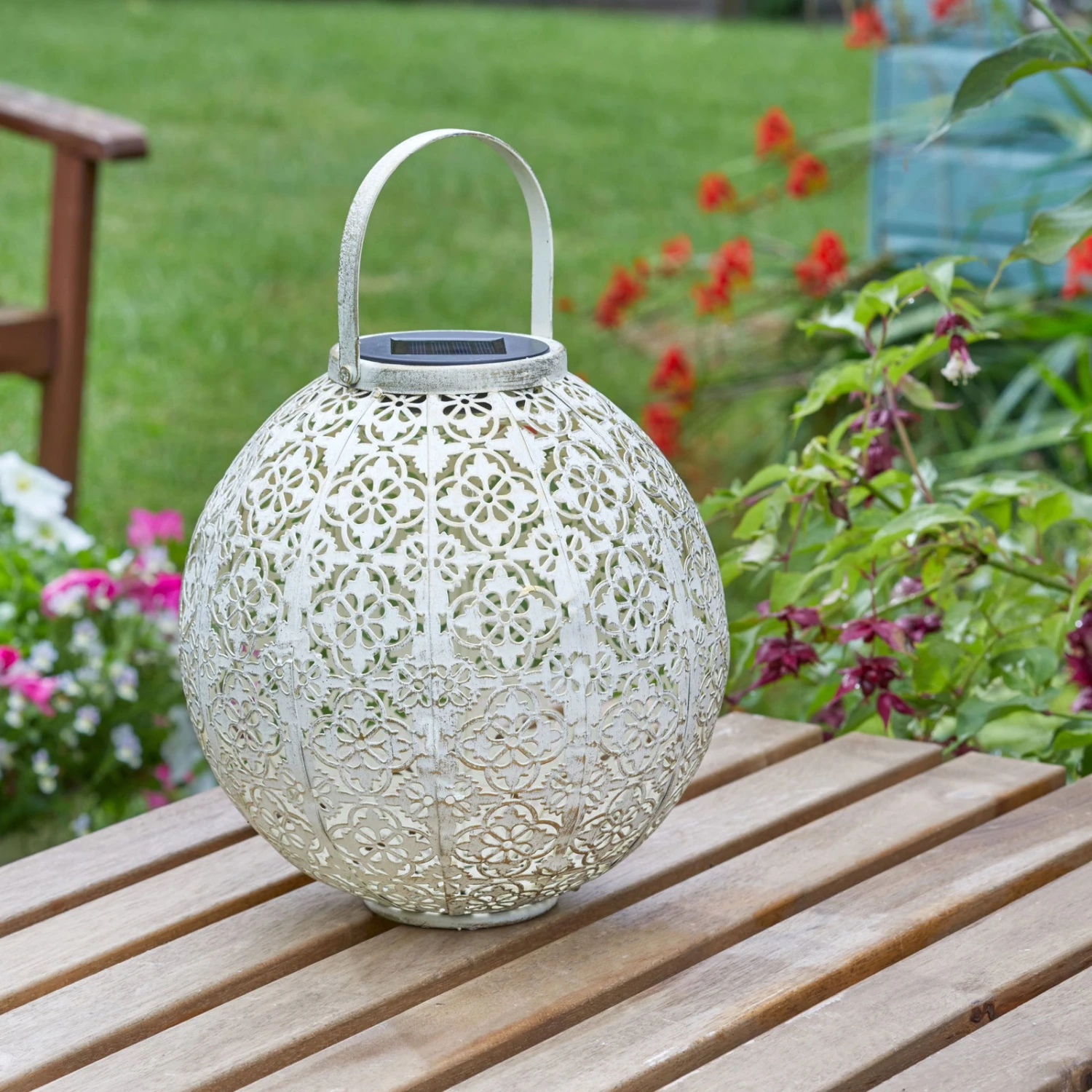 Solarlaterne Damast, Creme, 23,5 X 22,5 Cm 4 Solarlaterne Damast, Creme, 23,5 X 22,5 Cm – Bild 2