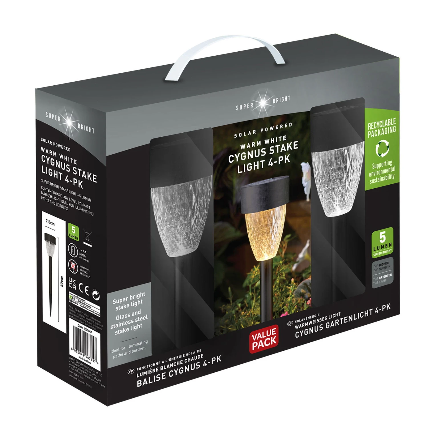 Gartenleuchte 'Cygnus', 4er-Set, Grau, Edelstahl 6 Gartenleuchte 'Cygnus', 4er-Set, Grau, Edelstahl – Bild 4