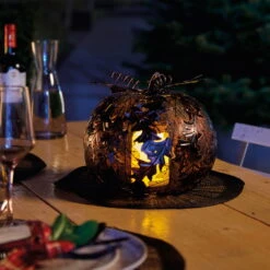 Gartenleuchte Kürbis Mit Blatt, Kupfer, Ca. 23,5 X 28 Cm -Pflanzen Geschäft 2950200261 Kuerbis mit Blatt 3 90116