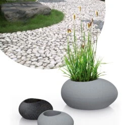 Pflanzstein Flow, Stony Grey, L 48 X B 38 X H 23 Cm -Pflanzen Geschäft 3210103633 3210103634 3210103635 3210103636 Pflanzstein Flow stony black grey 55927 1