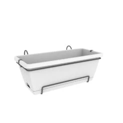 Elho Blumenkasten Barcelona XL 55 All In 1 Weiß, Ca. 55x32x22,7 Cm, Erdvol. 18 L