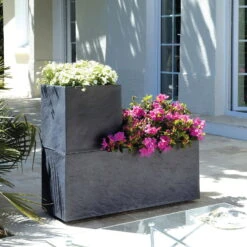 Pflanztrog 'Volcania Dado', Anthrazit, L 39,5 X B 39,5 X H 43,5 Cm -Pflanzen Geschäft 3230101084 Pflanztrog Volcania Dado anthrazit 39x39xH43cm 31Ltr2 75429