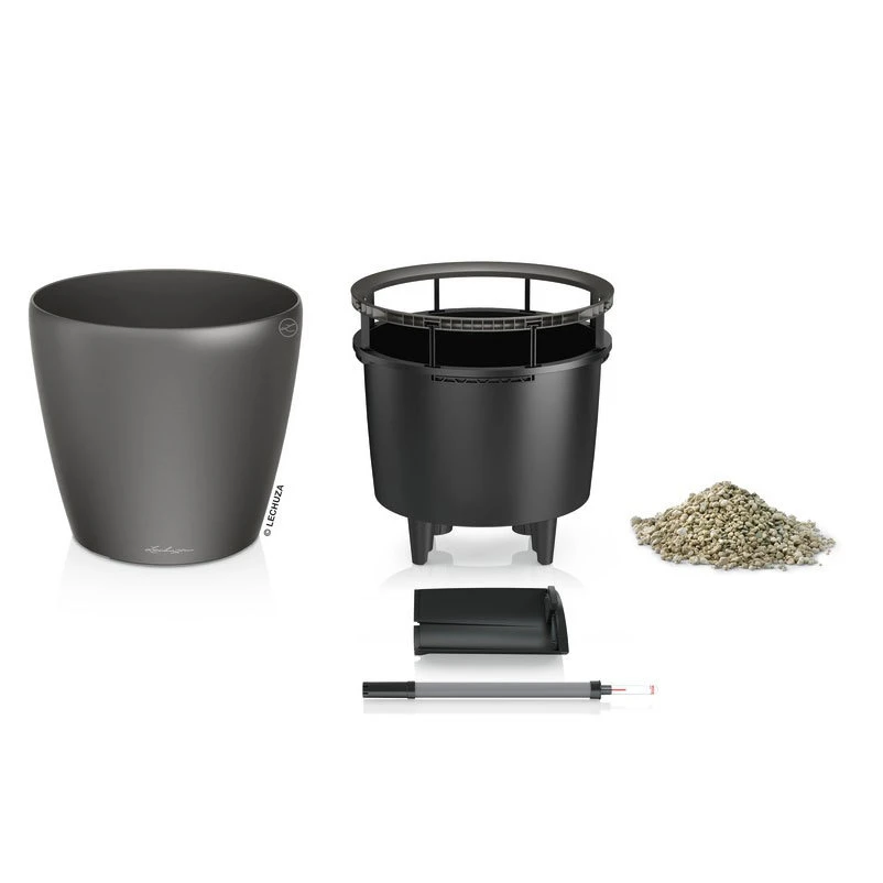 LECHUZA Classico Premium LS, All-in-One-Set, Anthrazit-metallic, Ø 28 Cm H:26 Cm – Bild 4