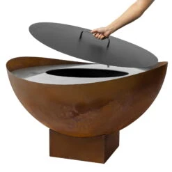 Feuerstelle 'Wave', Rost, Edelstahl, Ca. 100 X 55 X 100 Cm -Pflanzen Geschäft 3920100768 Feuerstelle WAVE rost ca100x55x100cm 2 1 119660