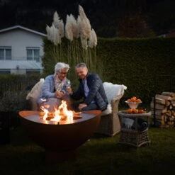 Feuerstelle 'Wave', Rost, Edelstahl, Ca. 100 X 55 X 100 Cm -Pflanzen Geschäft 3920100768 Feuerstelle WAVE rost ca100x55x100cm 2 125243