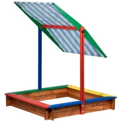 Sandkasten Inkl. Dach, Bunt, 120 X 120 X 120 Cm -Pflanzen Geschäft 3940100136 Sandkasten inkl Dach 4 106183